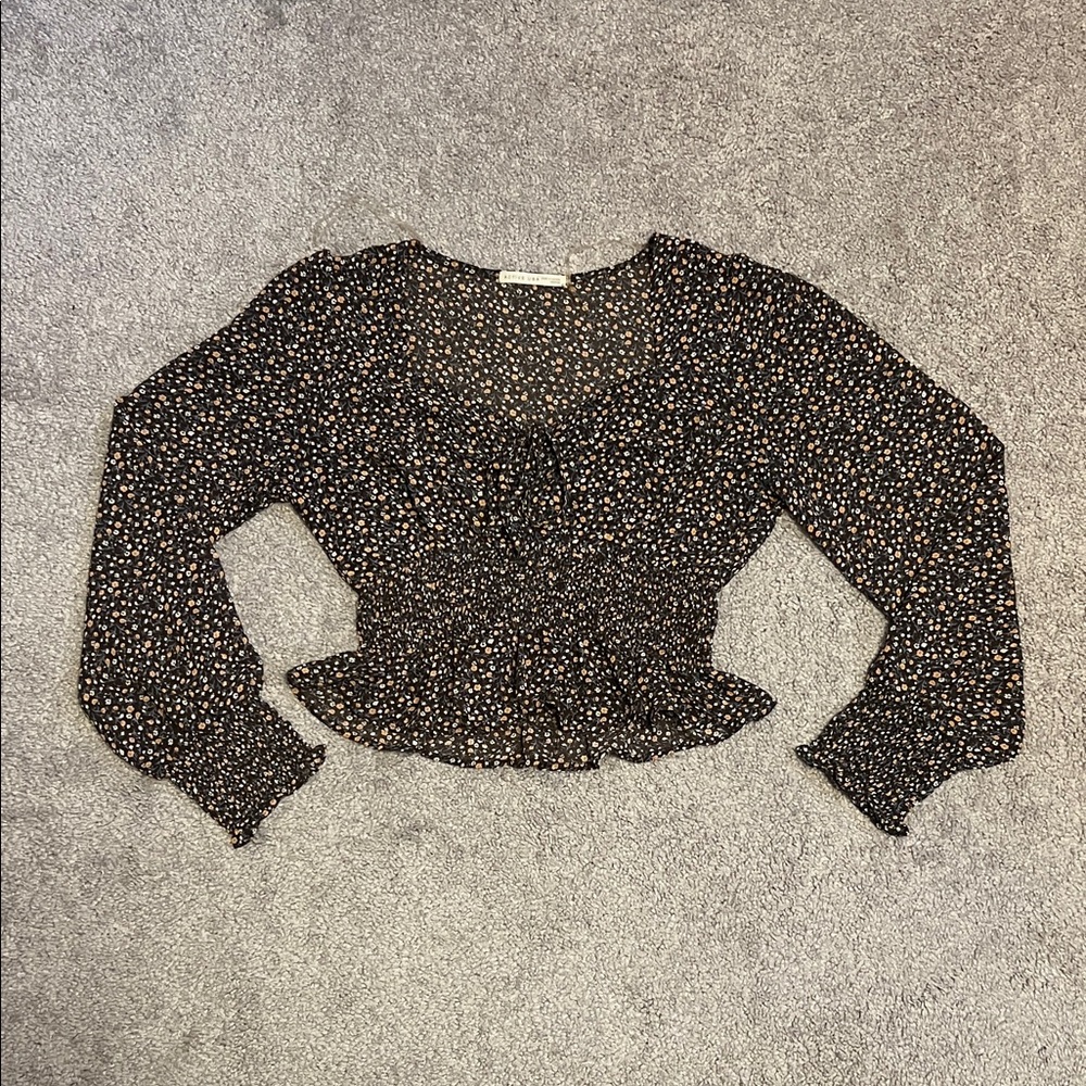 Active USA Black Floral Blouse